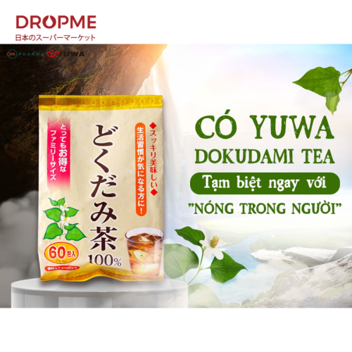 Trà Diếp Cá Yuwa 100% Lá Diếp Cá Giải Nhiệt Giải Độc Mùa Hè Yuwa Dokudami Tea 100% Gói 60 gói